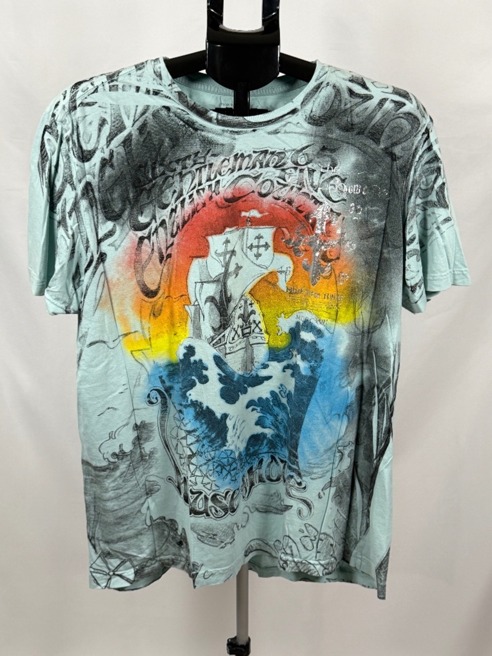 Vintage House of Howe XL Y2K Black Moon Rising Buckle Graphic Tee